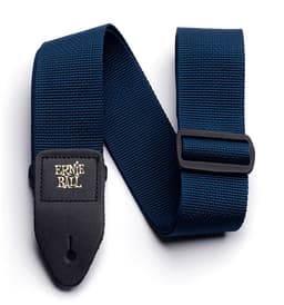 Ernie Ball Polypro - Gitaarband - Navy Blauw - Polypropylene - Zwart Lederen Uiteinden - Goud EB Logo - Verstelbaar 104-183cm — thumbnail 1