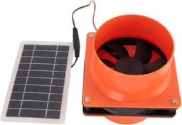 Zonne-afvoerventilator Kit - Zonneventilator Afzuiger - Efficiënte Ventilatie - Geïntegreerd Zonnepaneel - 10W Paneel - Zwart Oranje — thumbnail 1