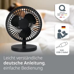 Tafelventilator Stil – Oplaadbaar via USB-C – 3 Snelheden – 2000 mAh – 90° Kantelbaar — thumbnail 5