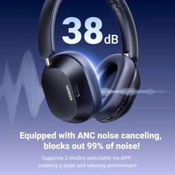 Ugreen Hi Tune Max 5C Draadloze Over Ear Koptelefoon - Noise Cancelling Hoofdtelefoon - Hi-Res Audio - Bluetooth 5.4 - Ingebouwde Microfoon - 75 accuduur - Zwart — thumbnail 5