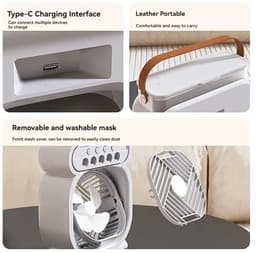 LUCHTBEVOCHTIGER: THEROB. Multi Airco Tafelventilator PRO - Mobiele Airco - Luchtkoeler 4in1 - Aircooler - 5 windsnelheden lucht bevochting standen - timer - LED verlichting - Lekvrij. WIT — thumbnail 3