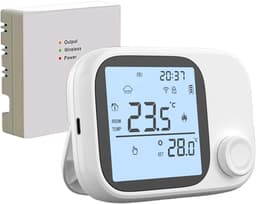 Slimme Thermostaat - Temperatuurregelaar Wifi - Energie Besparen - App en Spraakbesturing - 8.6x8.6x3cm - Wit — thumbnail 1