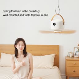Draagbare Hangende Ventilator - Mini Plafondventilator - Ruimte Koelen - Met Geïntegreerd Licht - 27 cm Diameter - Wit — thumbnail 3