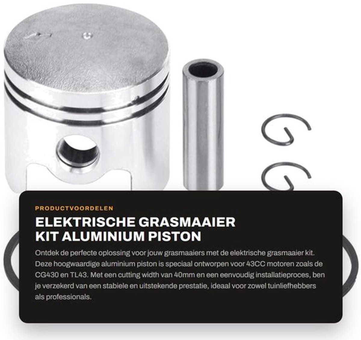 Elektrische Grasmaaier Kit - Aluminium Piston - Eenvoudige Installatie - 40mm - Vervanging voor 43CC Motoren - Geschikt voor CG430 TL43 — afbeelding 1