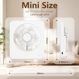 Draagbare Mini Bureauventilator met 3 Snelheden - Tafelventilator USB Aangedreven voor Studie, Werk en Slapen — thumbnail 1