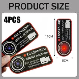 SnelShoppen - 4 x Waarschuwingsstickers voor Dashcam - PVC Auto Buiten Camera Opname Stickers - Verhoog Veiligheid - Universele Maat voor Auto's, Vrac — thumbnail 4