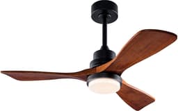 Ventilator FloraGrace – Plafondventilator Met Verlichting 107 cm – Metaal En Massief Hout – Zwart En Donker Walnoot – 6 Snelheden Met Afstandsbediening — thumbnail 4