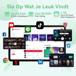 SnelShoppen - 12 Inch Android 16 Tablet met Gemini AI, 36GB RAM, 128GB ROM, 1TB TF, 1920x1200 HD Display, 8MP + 20MP Dual Camera, Keyboard, Mouse & St — thumbnail 4