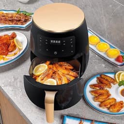 Heteluchtfriteuse - Airfryer - 4.5L- 1400W - Intelligente Deep Air Fryer - Heteluchtcirculatiekoker - Smart Touch AirFryer - Zwart — thumbnail 3