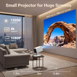 SnelShoppen - Smart Beamer 4K-decodering met 2 GB RAM, 16 GB ROM, ingebouwde streaming-apps, WiFi 6, Bluetooth 5.4, automatische beeldcorrectie, optis — thumbnail 5