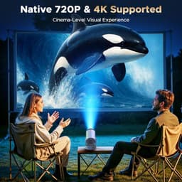 Beamer met Batterij, Draagbare Projector ondersteuning 4K resolutie, 220° Rotatie, WiFi 6 Bluetooth, Android TV, Ingebouwde Speaker, Auto Keystone Beamer voor Buiten Thuisbioscoop Slaapkamer — thumbnail 3
