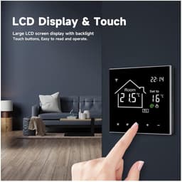 Slimme Thermostaat - Wifi Thermostaat Kamerthermostaat - Verwarming Regelen - Touchscreen Display - 60 mm - Zwart — thumbnail 5