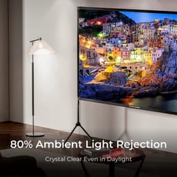 Beamer - Projector - Mini Projector - Full HD Native 1080P - met 120-inch E-ALR Projectorscherm & Stand – Outdoor Camping & Home Theater – EU Plug — thumbnail 5