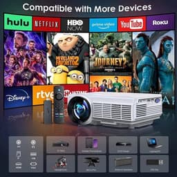 Yowhick - Beamer - Projector Beamer - Mini Meamer - 1080P - Automatische focus - met WiFi - 5G+2.4G Wireless Connection - Wit — thumbnail 4