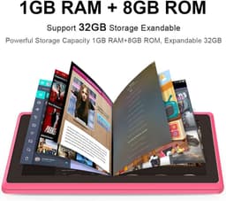 SnelShoppen - 7 Inch Tablet Android 5.0 Quad Core 1GB RAM 8GB ROM Dual Camera WiFi Bluetooth Kinderen Volwassenen Roze - Ideaal voor Thuis en Onderweg — thumbnail 3