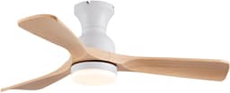 COVREO Plafondventilator met verlichting 105 cm wit natuurlijk hout, 3 ABS bladen — thumbnail 1