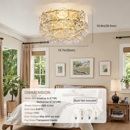 COVREO Plafondventilator met verlichting 50 cm goud glas, 6 snelheden — thumbnail 3