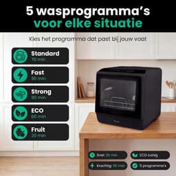 Compacte Vaatwasser - Mini Vaatwasser - Aanrecht Gebruik - App Bediening - 42 cm Hoog - Zwart — thumbnail 5