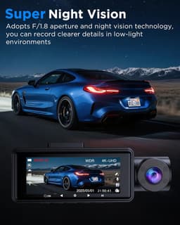 Dashcam Auto - Autocamera Rijcamera - Veilig Rijden - 3 Kanaals Opname - 316 inch Scherm - Zwart — thumbnail 3
