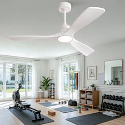 52 inch Plafondventilator in puur wit - Draadloze afstandsbediening - 3 kleurtemperaturen instelbaar - 6 snelheden - Omkeerbare DC-motor - Drie massief houten versterkte bladen — thumbnail 4