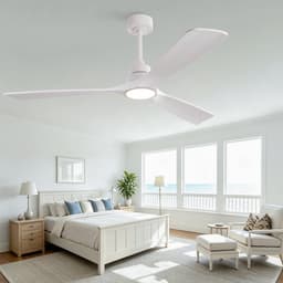Plafondventilator 60 inch - draadloze afstandsbediening - 3 kleurtemperaturen - omkeerbare DC-motor - zuiver wit - versterkte massief houten propellerbladen — thumbnail 2