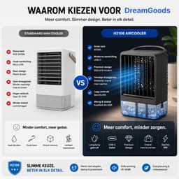 DreamGoods Aircooler - Aircooler met Water of IJs - Draagbare Luchtkoeler - Koelen, Ventileren & Bevochtigen - 800ML Watertank - Aircooler met Koelelementen - Mobiele Airco - Mini Airco zonder Afvoerslang - Slaapkamer - Koelventilator - Ventilateur — thumbnail 3