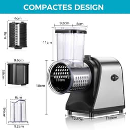 Elektrische groentesnijder - Keukenmachine Rasp - Snel Groenten Snijden - 5 Verwisselbare Messen - 250 Watt - Zilver — thumbnail 5