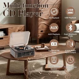 CINK & Co CD-speler met Luidsprekers - Bluetooth 5.0 en FM-radio - USB, USB-C en AUX - Met Afstandsbediening - Houtkleur — thumbnail 4