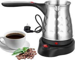 Turks Koffiezetapparaat - Elektrische Koffiepot Mokka - Koffie Maken - Met Handvat - 500 ml - Zilver — thumbnail 1