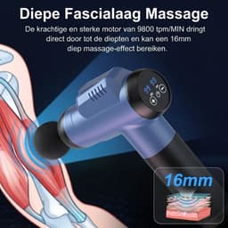 SP® Masage Gun- Deep-tissue Massagepistool voor Spieren - Rugmassageapparaat voor Pijnverlichting - Zwart/Blauw - 23cm x 16cm x 6cm — thumbnail 4
