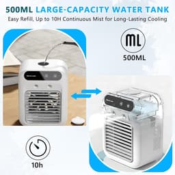 Mobiele aircooler stil tafelmodel met nevelverkoeling 500 ml watertank voor thuis en kantoor — thumbnail 3