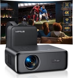 Wimius - Beamer - Projector Beamer - Projector 4k - 1080P - Automatische focus - met WiFi 6 en Bluetooth 5.2 - 600ANSI - Buiten- en thuisprojector - Zwart — thumbnail 2