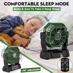 Campingventilator met LED Verlichting – Oplaadbare Tafelventilator – 10000mAh Accu – Afstandsbediening & 4 Snelheden — thumbnail 3