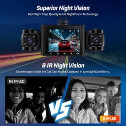 Thijox - 3-Kanaals Dashcam met 64GB SD-kaart - 1080P Full HD, 2.4" IPS-scherm, Draaibare Lens, Nachtzicht, Loopopname & Bewegingsdetectie voor Auto en — thumbnail 3