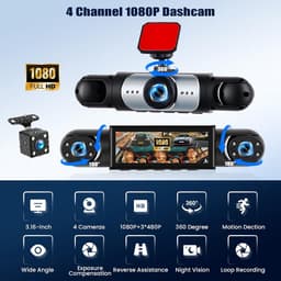 SnelShoppen - Auto Dashcam 3.16 Inch 1080P Full HD, Dual Lens 150° Hoek, G Sensor, Loop Recording, Nachtzicht voor Taxi en Vrachtwagen — thumbnail 2