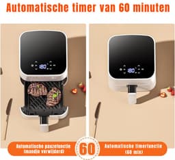 KIRA® Mini-Heteluchtfriteuse - Kleine Airfryer - Mini Compact & Stil, Antiaanbaklaag - Wit - 26 x 21cm x 28cm — thumbnail 3