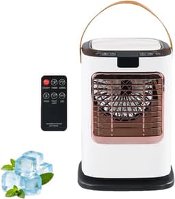 USB-aangedreven bureauventilator met vernevel- en timerfunctie-oscillerende luchtbevochtiger inclusief afstandsbediening-ABS watertank-stille persoonlijke luchtcirculator voor slaapkamer, kantoor en binnengebruik — thumbnail 1