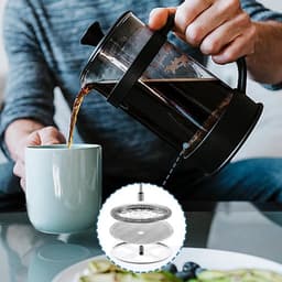 6 stuks vervangende filter-mesh-schermen voor cafetière, herbruikbaar RVS French press-filter voor 8 kopjes koffie, ideaal voor 1000 ml koffiezetapparaten — thumbnail 3