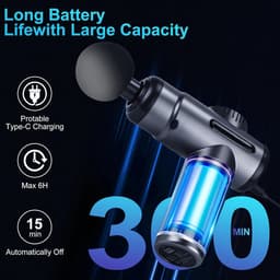 Massagepistool - Spierverlichter - Spierherstel - 8 koppen 99 snelheden - 13 mm diep - Grijs — thumbnail 4