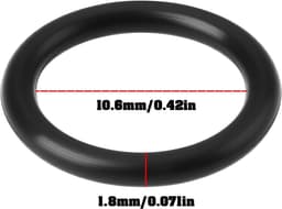SnelShoppen - 2x O-Ring voor Grasmaaier Hydraulisch Brandstofsysteem P51212 - Fluororubber, 10.6x1.8mm, Compatibel met Diverse Tractors en Maaiers — thumbnail 3