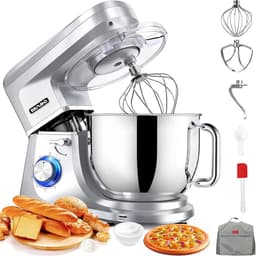 Keukenmachine - Mixer Deegkneedmachine - Bakken en Koken - 6 Snelheden Pulsfunctie - 72 Liter Kom - Zilver — thumbnail 1
