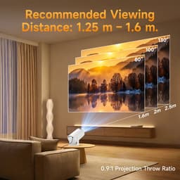Mini Beamer 720P HD – 290 ANSI Lumen – Android 14 – WiFi 6 – Bluetooth 5.4 – 180° Draaibaar – 140 inch — thumbnail 4
