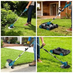 Joorly Elektrische Grasmaaier - Grastrimmer - Grastrimmer accu - Grasmaaier Accu - Grasmaaier Elektrisch - 30,5 maai breedte - Groen — thumbnail 4