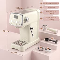 Social® Espressomachine 20 Bar - Pistonmachine met Melkopschuimer - geschikt voor 1 of 2 kopjes, heet water en een kopjeswarmer. — thumbnail 4