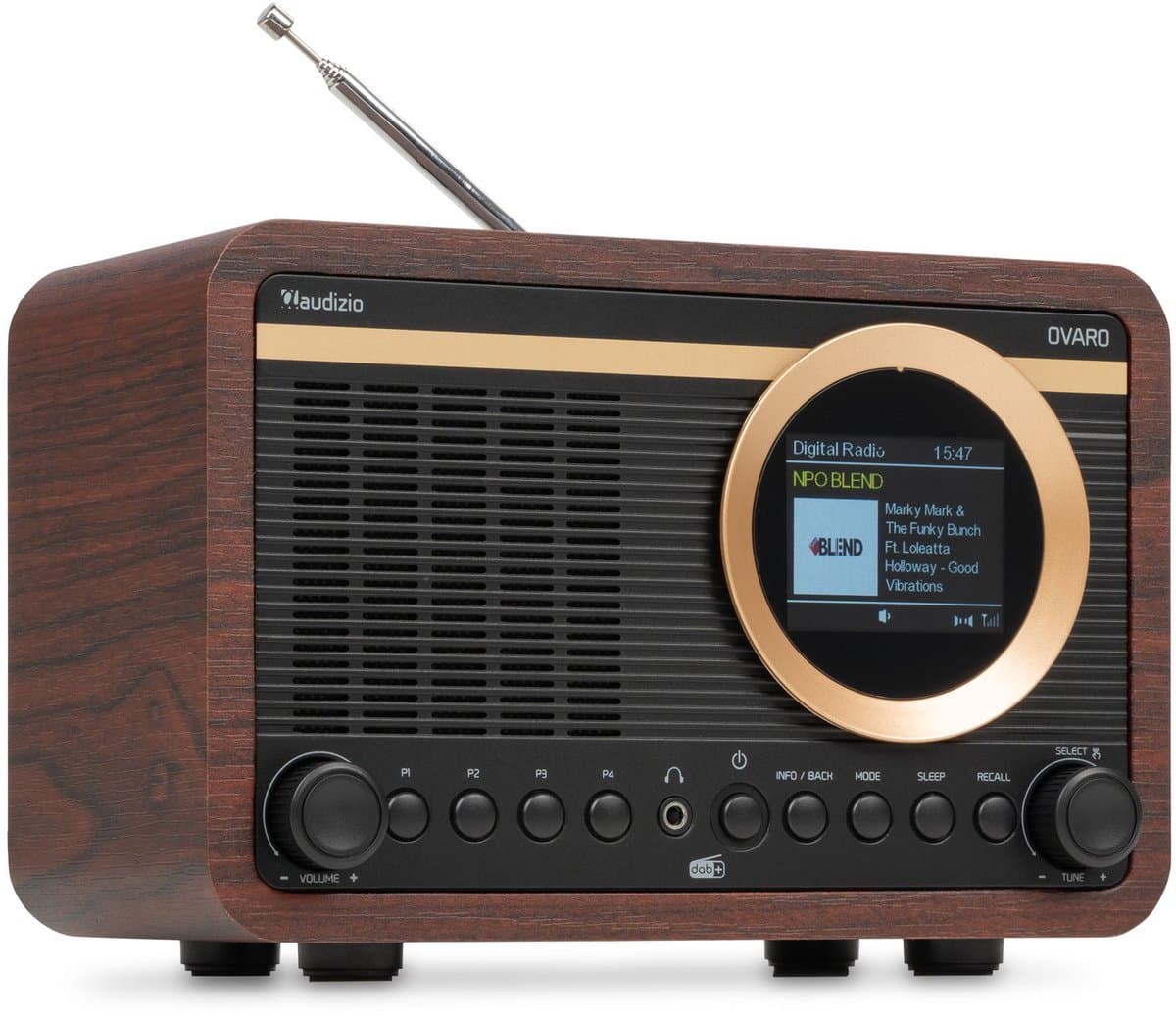 DAB radio - Audizio Ovaro - Retro radio met Bluetooth, FM en DAB+ - Donker hout — afbeelding 1