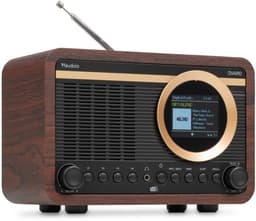 DAB radio - Audizio Ovaro - Retro radio met Bluetooth, FM en DAB+ - Donker hout — thumbnail 1