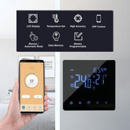 Slimme Thermostaat - Temperatuurregelaar App - Energie Besparen - Wekelijks Programmeerbaar - 86 x 86 mm - Wit — thumbnail 3