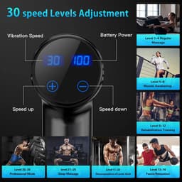 Massagepistool - Percussie massager - Spierherstel - 10 opzetstukken - 24 cm - Zwart — thumbnail 3