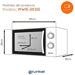 Magnetron met grill - Oven combi - Snel opwarmen - Roestvrijstalen design - 20 liter - Wit — thumbnail 4