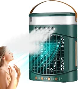 Draagbare Airco - Ventilator Koeler - Persoonlijke Koeling - 3 Snelheden - 600ml Reservoir - Groen — thumbnail 1
